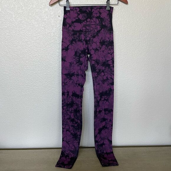 Lululemon Purple Print Active Long Leggings Tights 4 - Picture 2 of 5